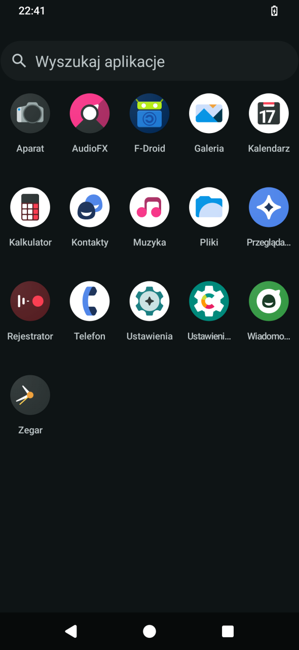 LineageOS szuflada aplikacji
